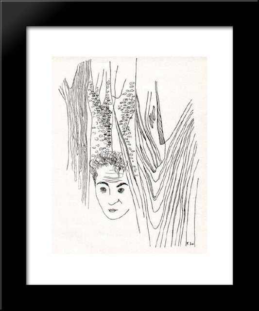 A Face In The Tree 20x24 Black Modern Wood Framed Art Print Poster by Toyen