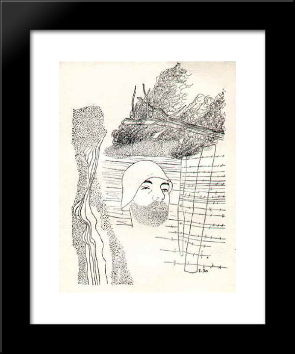 A Face On The Water Level 20x24 Black Modern Wood Framed Art Print Poster by Toyen