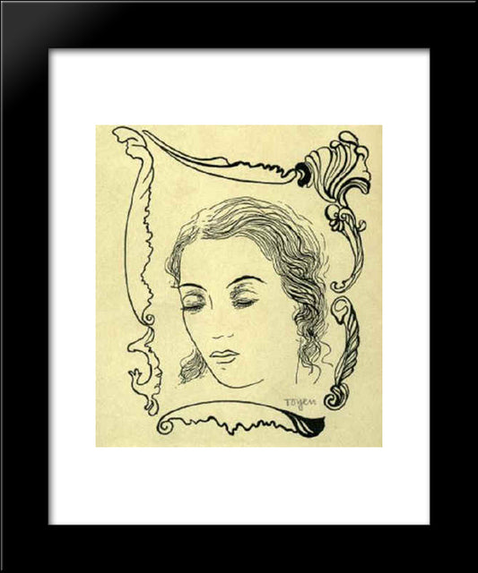 A Girl In The Daydream 20x24 Black Modern Wood Framed Art Print Poster by Toyen