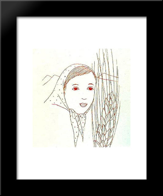 A Girl In The Scarf 20x24 Black Modern Wood Framed Art Print Poster by Toyen