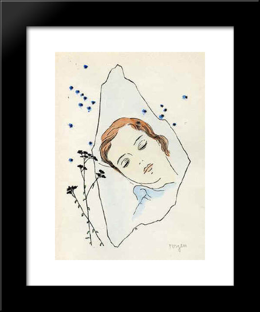 A Girl Sleeping Under The Stars 20x24 Black Modern Wood Framed Art Print Poster by Toyen