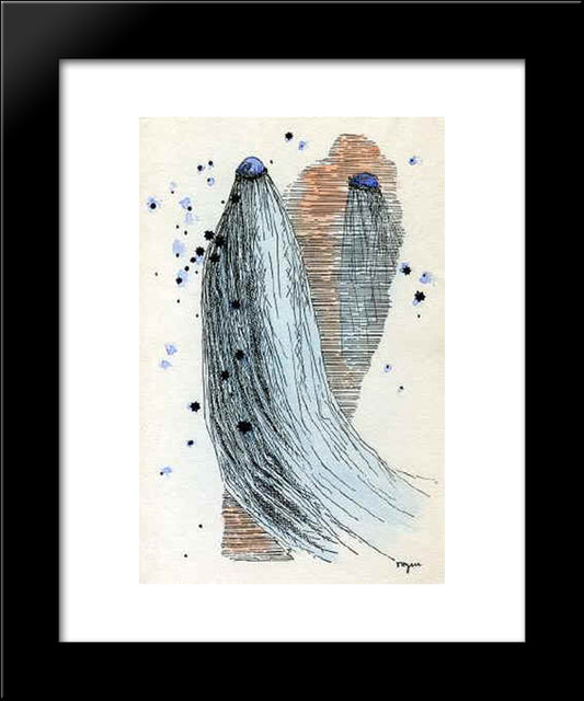 A Girl With A Long Veil 20x24 Black Modern Wood Framed Art Print Poster by Toyen