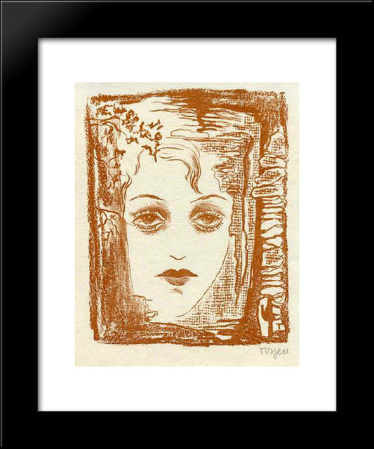 A Girl With Almond Eyes 20x24 Black Modern Wood Framed Art Print Poster by Toyen