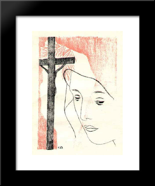 A Girl With The Crucifix 20x24 Black Modern Wood Framed Art Print Poster by Toyen