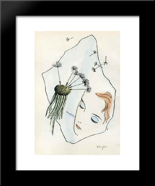 A Girl With The Dandelion 20x24 Black Modern Wood Framed Art Print Poster by Toyen