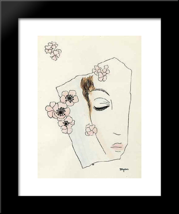 A Girl With The Rosehips 20x24 Black Modern Wood Framed Art Print Poster by Toyen