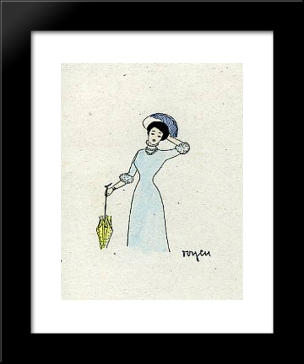 A Lady With The Sunshade 20x24 Black Modern Wood Framed Art Print Poster by Toyen