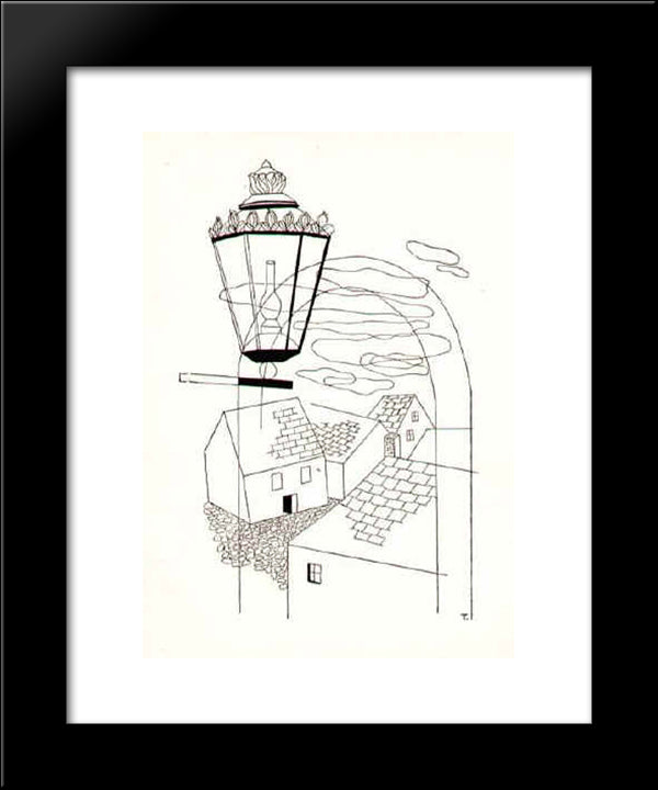 A Lantern 20x24 Black Modern Wood Framed Art Print Poster by Toyen