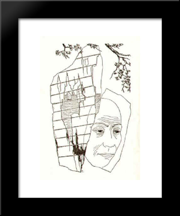 A Mother And Sons 20x24 Black Modern Wood Framed Art Print Poster by Toyen