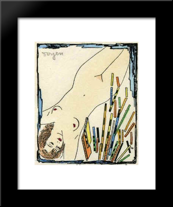A Reader 20x24 Black Modern Wood Framed Art Print Poster by Toyen