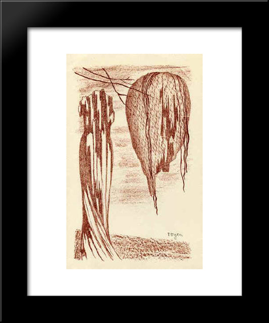 A Torso In The Drapery And The Nest 20x24 Black Modern Wood Framed Art Print Poster by Toyen