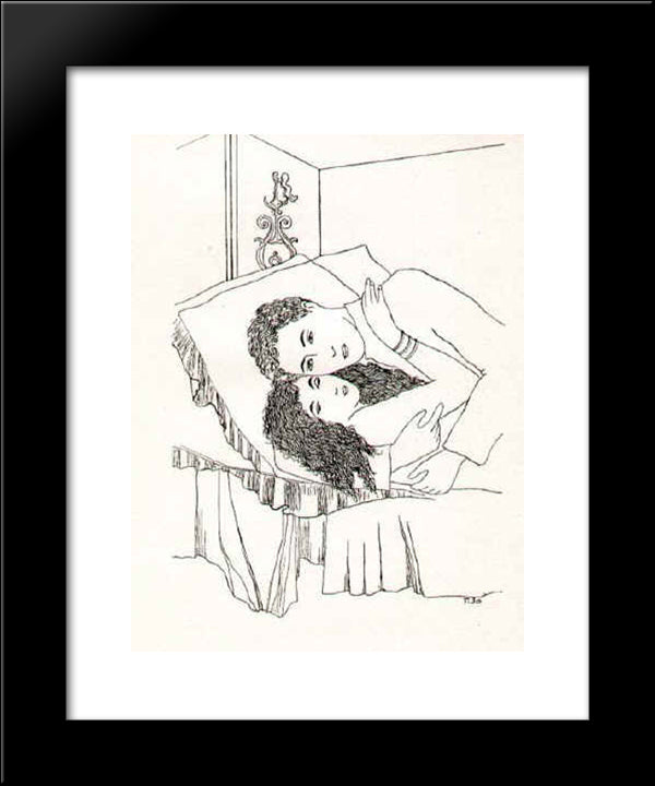 Lovers 20x24 Black Modern Wood Framed Art Print Poster by Toyen