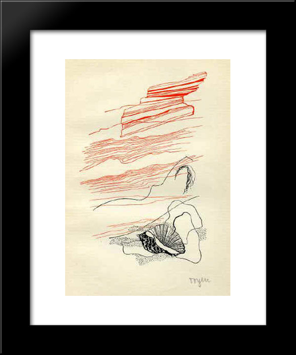 Susanne With The Shell 20x24 Black Modern Wood Framed Art Print Poster by Toyen