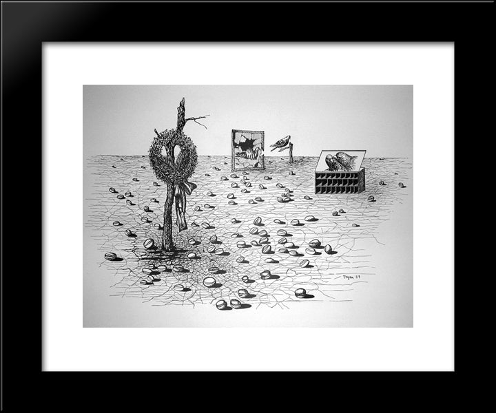 The Shooting Gallery I 20x24 Black Modern Wood Framed Art Print Poster by Toyen
