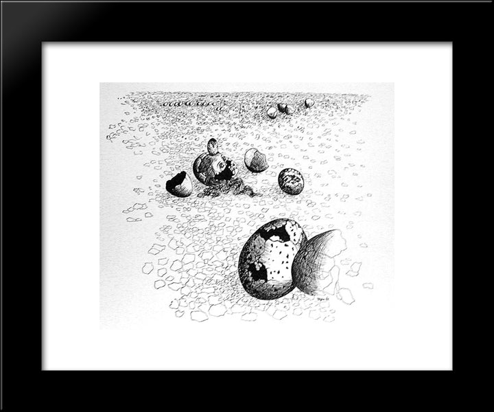 The Shooting Gallery Iii 20x24 Black Modern Wood Framed Art Print Poster by Toyen