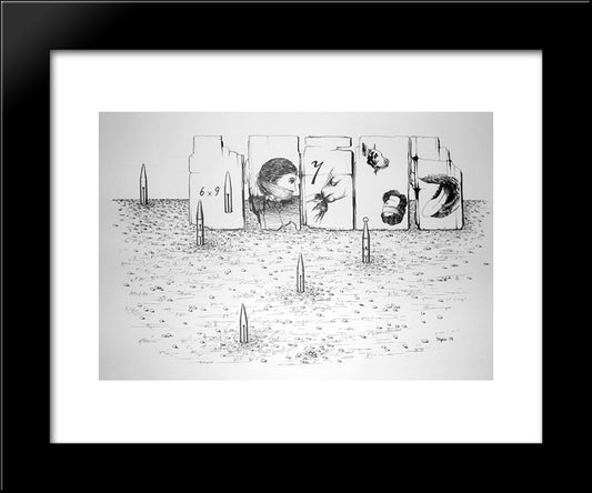 The Shooting Gallery Vii 20x24 Black Modern Wood Framed Art Print Poster by Toyen