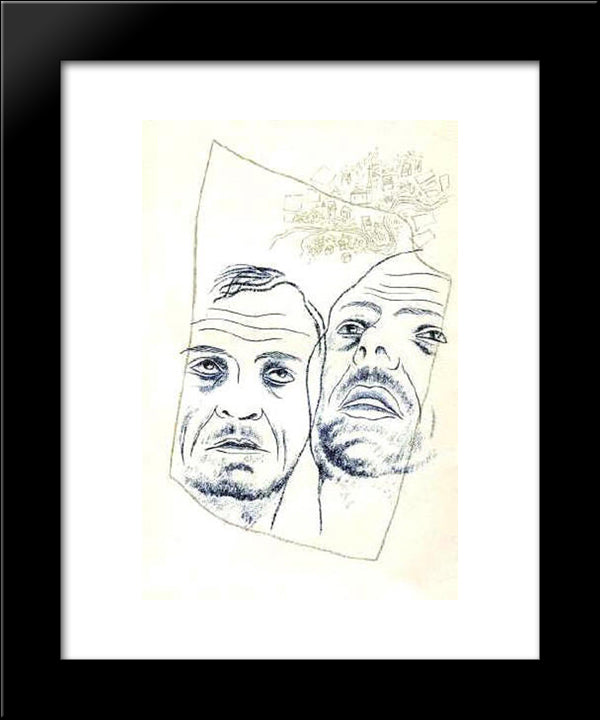 Two Friends 20x24 Black Modern Wood Framed Art Print Poster by Toyen