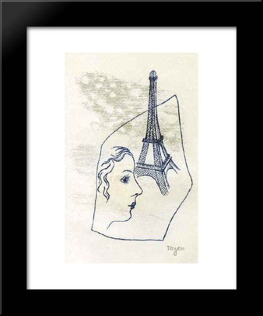 Under The Eiffel Tower 20x24 Black Modern Wood Framed Art Print Poster by Toyen