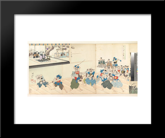 Chiyoda Castle (Album Of Men) 20x24 Black Modern Wood Framed Art Print Poster by Toyohara, Chikanobu