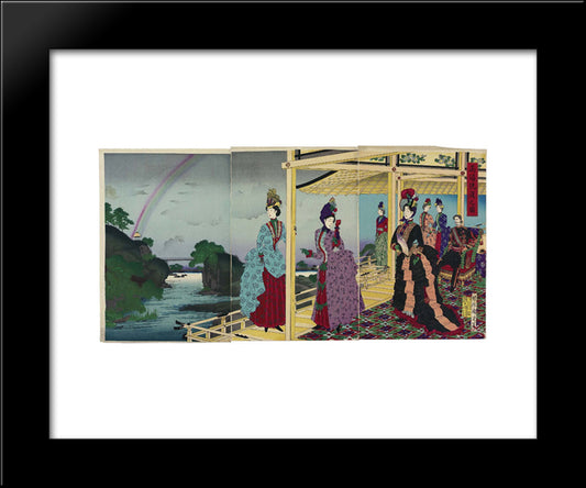 Illustration Of The Garden Refreshed After The Rain 20x24 Black Modern Wood Framed Art Print Poster by Toyohara, Chikanobu