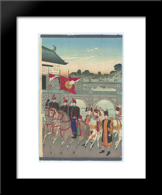 Promulgation Of The Constitution 20x24 Black Modern Wood Framed Art Print Poster by Toyohara, Chikanobu