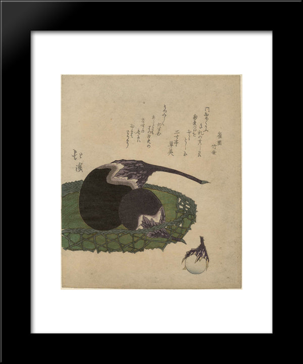 Basket Of Eggplants From An Untitled Series Of Three Lucky Dreams 20x24 Black Modern Wood Framed Art Print Poster by Hokkei, Toyota