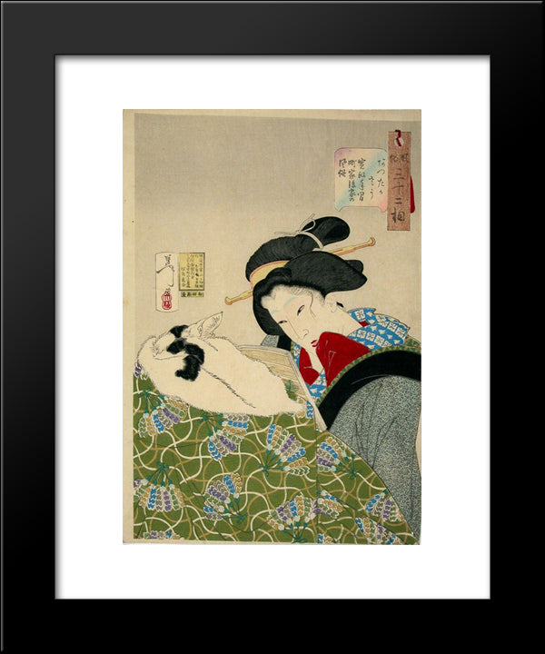 Looking Warm - The Appearance Of An Urban Widow Of The Kansei Era 20x24 Black Modern Wood Framed Art Print Poster by Yoshitoshi, Tsukioka