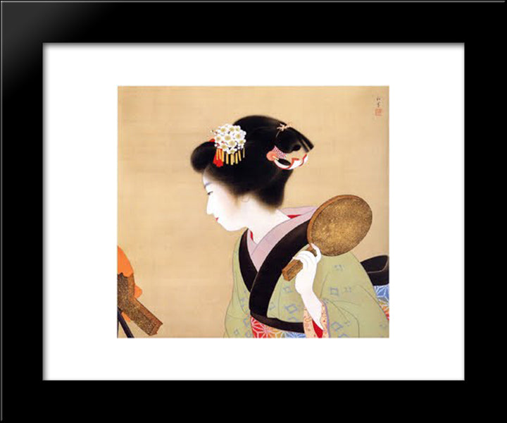 Coiffure (Oshidori-Mage) 20x24 Black Modern Wood Framed Art Print Poster by Shoen, Uemura
