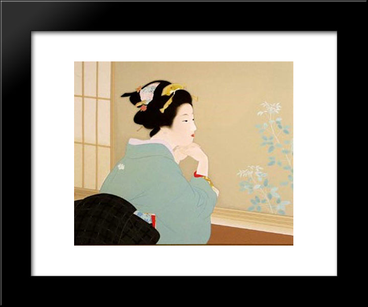 Young Leaves 20x24 Black Modern Wood Framed Art Print Poster by Shoen, Uemura
