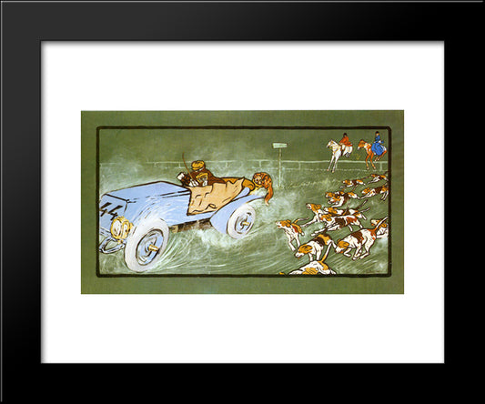 Car And Hunting Fox 20x24 Black Modern Wood Framed Art Print Poster by Boccioni, Umberto