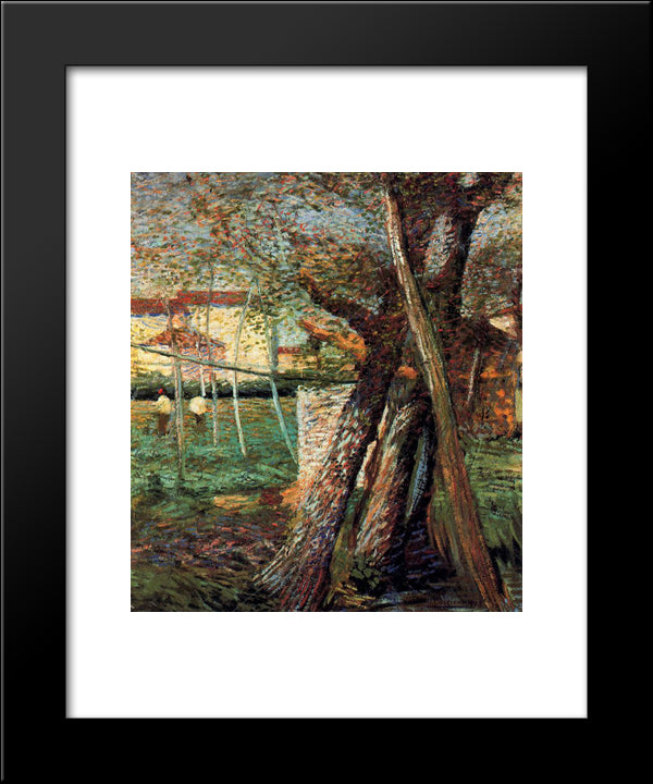 Countryside With Trees 20x24 Black Modern Wood Framed Art Print Poster by Boccioni, Umberto