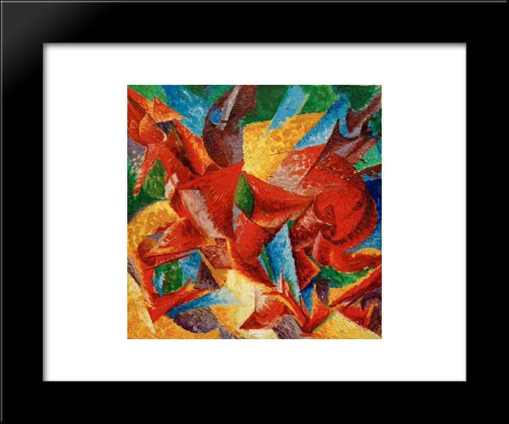 Dimensional Shapes Of A Horse 20x24 Black Modern Wood Framed Art Print Poster by Boccioni, Umberto