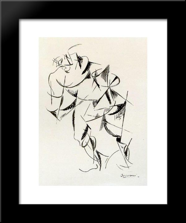 Dynamism Of The Human Body Boxer 20x24 Black Modern Wood Framed Art Print Poster by Boccioni, Umberto