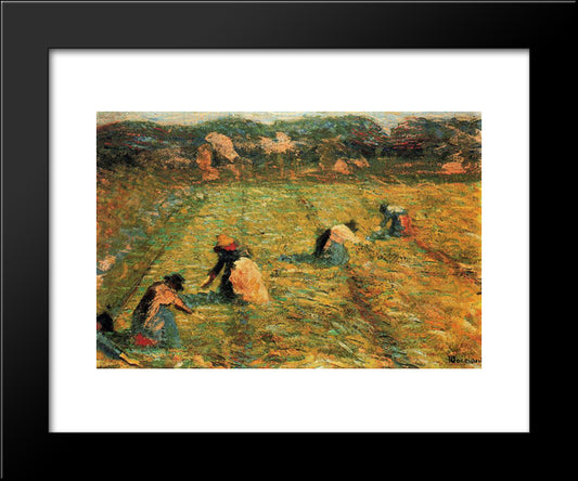 Farmers At Work (Risaiole) 20x24 Black Modern Wood Framed Art Print Poster by Boccioni, Umberto