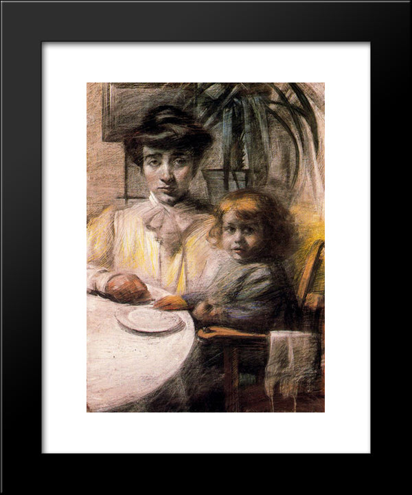 Mother And Child 20x24 Black Modern Wood Framed Art Print Poster by Boccioni, Umberto