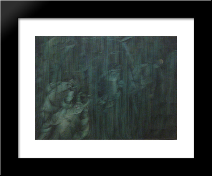 States Of Mind Iii Those Who Stay 20x24 Black Modern Wood Framed Art Print Poster by Boccioni, Umberto