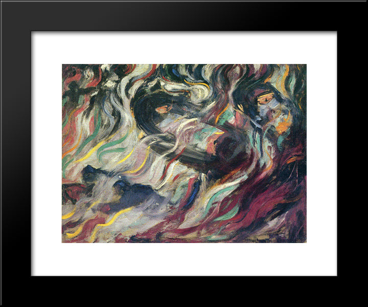 States Of Mind The Farewells 20x24 Black Modern Wood Framed Art Print Poster by Boccioni, Umberto