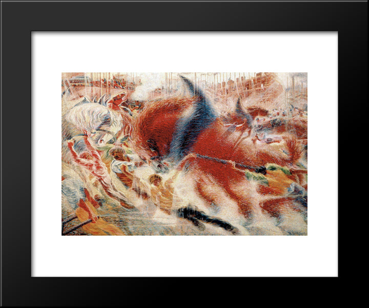 The City Rises 20x24 Black Modern Wood Framed Art Print Poster by Boccioni, Umberto