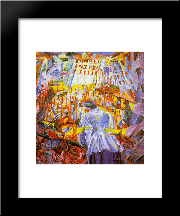 The Street Enters The House 20x24 Black Modern Wood Framed Art Print Poster by Boccioni, Umberto