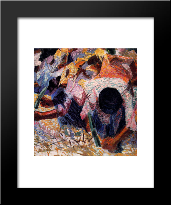 The Street Pavers 20x24 Black Modern Wood Framed Art Print Poster by Boccioni, Umberto