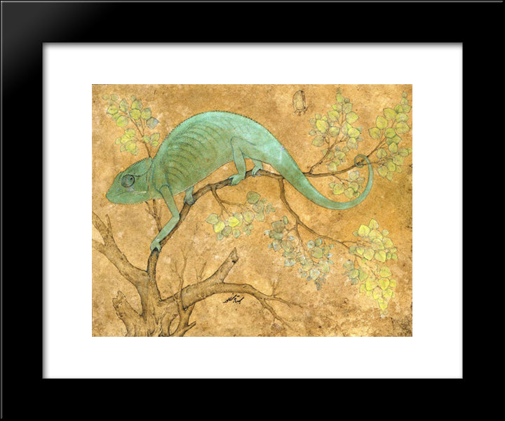 A Chameleon 20x24 Black Modern Wood Framed Art Print Poster by Mansur, Ustad