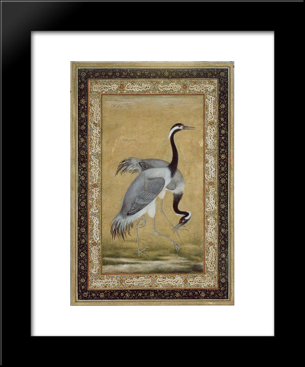 Two Cranes 20x24 Black Modern Wood Framed Art Print Poster by Mansur, Ustad