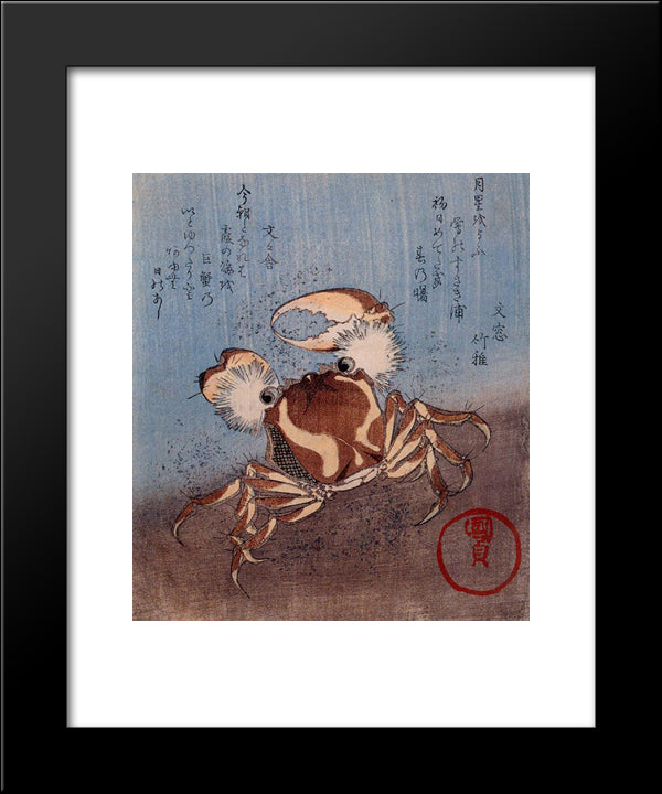 A Crab On The Seashore 20x24 Black Modern Wood Framed Art Print Poster by Kunisada II, Utagawa