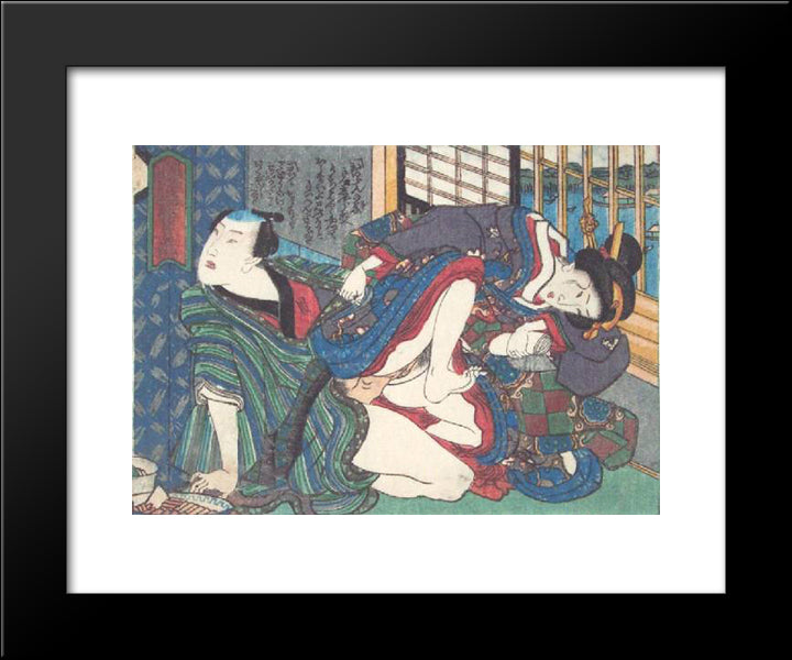 Before The Window 20x24 Black Modern Wood Framed Art Print Poster by Kunisada II, Utagawa