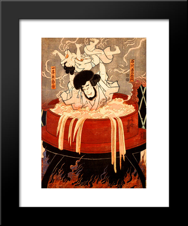 Goemon Ishikawa And His Son Goroichi 20x24 Black Modern Wood Framed Art Print Poster by Kunisada II, Utagawa