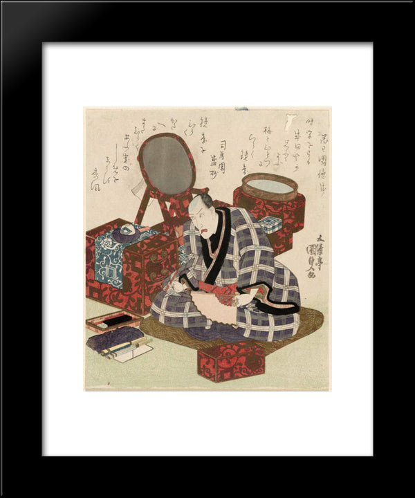 Ichikawa Danjuro Vii In His Dressing Room 20x24 Black Modern Wood Framed Art Print Poster by Kunisada II, Utagawa