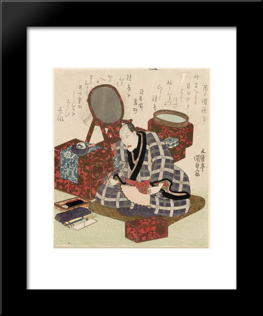 Ichikawa Danjuro Vii In His Dressing Room 20x24 Black Modern Wood Framed Art Print Poster by Kunisada II, Utagawa