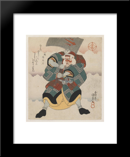 Ichikawa Danjuro Vii Wielding An Axe Wearing A White Haired Wig 20x24 Black Modern Wood Framed Art Print Poster by Kunisada II, Utagawa