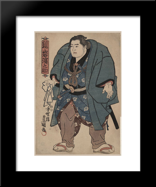 Kagamiiwa Hamanosuke, Sumo Wrestler 20x24 Black Modern Wood Framed Art Print Poster by Kunisada II, Utagawa