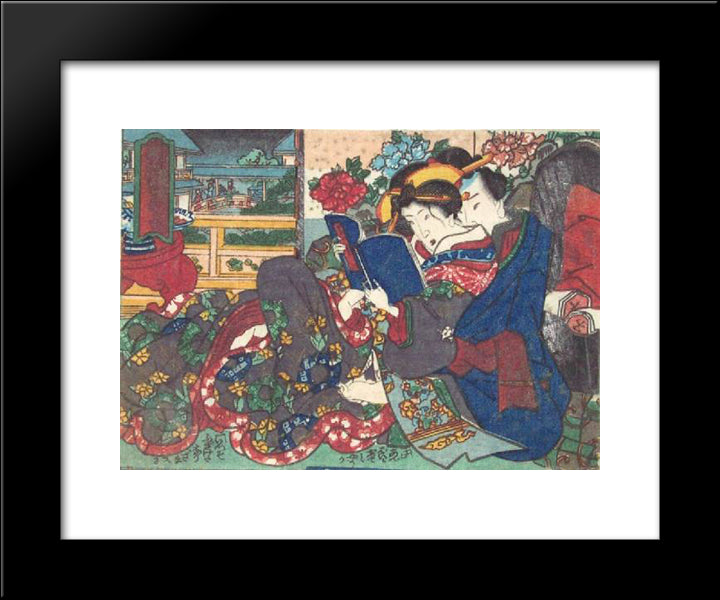 The Book 20x24 Black Modern Wood Framed Art Print Poster by Kunisada II, Utagawa